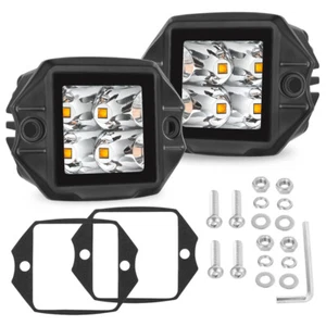 2x 3”Inch Amber Flush Mount LED Cube Pods Backup Reverse Rear Bumper Fog Lights  - Picture 1 of 12