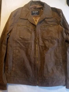 Reserve Leather Jacket Brown Size Large with Pockets %100 Genuine Australian - Picture 1 of 4