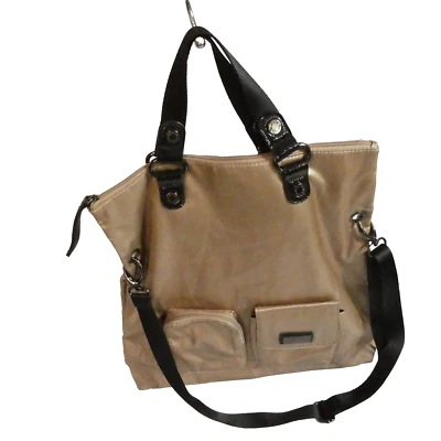 Kenneth Cole Reaction Bolso de Mano de Nylon Dorado Bandolera Bolso de Hombro Cartera Usado en Excelente Condición Foto 1 de 4