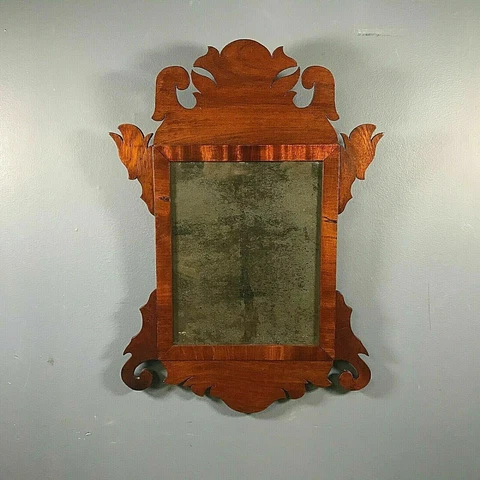 19th Century Diminutive Mahogany Chippendale Mirror Cover