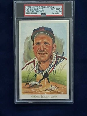 Enos Slaughter Autographed Perez-Steele 1989 Postcard Cardinals PSA/DNA Cert - Image 1 of 3