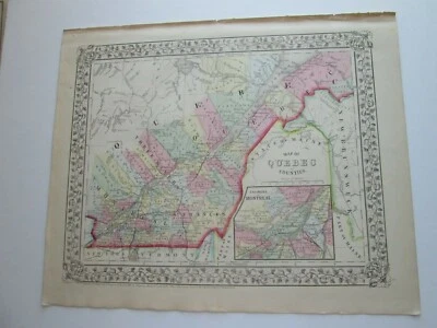 UN (1) MAPA DEL ATLAS MITCHELL 1867, "MAPA DE QUEBEC EN CONDADOS" Foto 1 de 3
