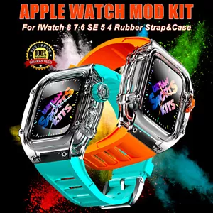 Per Apple Watch Band Ultra2 49 mm 987 kit MOD custodia trasparente cinturino in fluoroubber - Foto 1 di 30