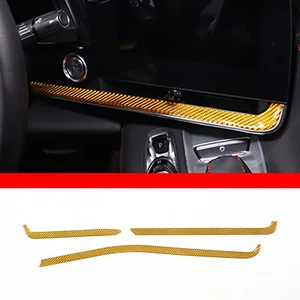 Yellow Soft Carbon Car Dashboard Sticker Decorate Trim For Corvette C8 2020-2024 - Picture 1 of 12