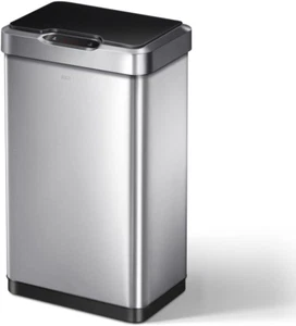 13.2 Gallon Touchless Rectangular Motion Sensor Trash Can, Brushed Stainless, - Picture 1 of 12