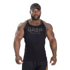 GASP Ribbed T-Back Bodybuilding Tank Top Fitness Shirt Gym Wear Schwarz Grau