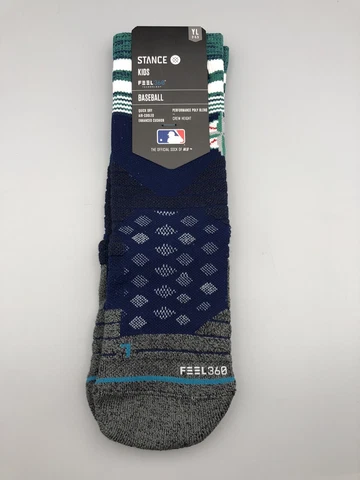 NWT Stance MLB Seattle Mariners Baseball Kids Youth Feel 360 Socks YL 2-5.5 Cover