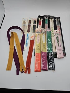 Vintage Lot Of 11 Sewing Zippers 7- 20" Clarks, J&P Coats, Unique- Invisible - Picture 1 of 3