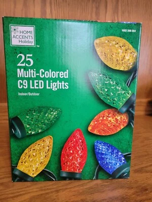 Home Accents 25 Multi Colored C9 LED Lights Faceted New - Image 1 of 4