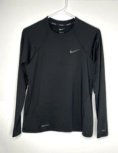 Nike Swim Dri-Fit Long Sleeve Shirt Black UPF 40+ Youth Boys Size M - Picture 1 of 10