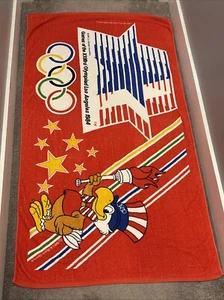 1984 Sam The Eagle Mascot Los Angeles Olympics Franco Luxury Beach Towel 33Wx60L - Picture 1 of 8