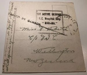 Vintage Postcard - WW1 New Zealand Hospital Ship MARAMA 1916 On Active Service - Picture 1 of 2