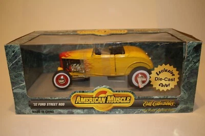 Ertl American Muscle 1932 Ford Street Rod Yellow with Flames 1:18 Scale Diecast - Image 1 of 4