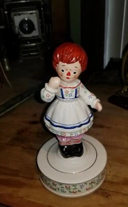 The Bobbs Merrill Co. Raggedy Ann Porzellan, Keramik drehbare Spieluhr 1971... - Bild 1 von 11