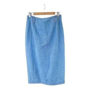 Vintage 80's Hunt Club Denim Midi Pencil Skirt 12 Petite / High Waist 30"  - Picture 1 of 8