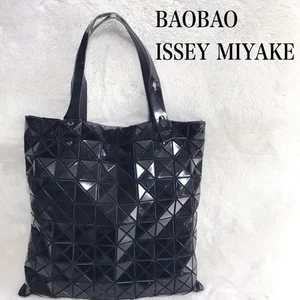 BAO BAO ISSEY MIYAKE Enamel Leather Pvc Prism Black Tote Hand Bag From Japan - Picture 1 of 11