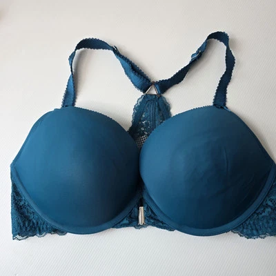 Sujetador con aros Fox & Royal Racerback verde azulado 14DD encaje cinta satinada con cordones Foto 1 de 4