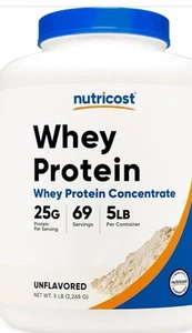 Nutricost Whey Protein Concentrate (Unflavored) 5LBS - Non-GMO Protein Powder 🌟 - Picture 1 of 7