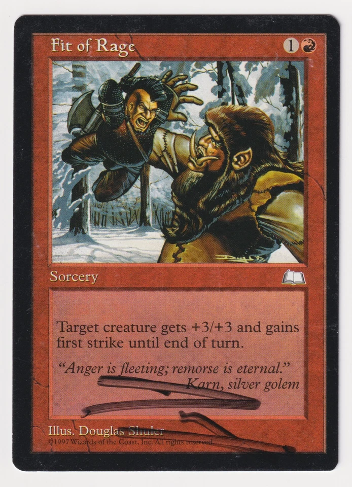 Signed Fit of Rage HP Weatherlight Artist Douglas Shuler 1997 MTG Magic Vintage! - Image 1 of 2