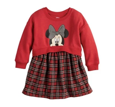Jumping Beans Disney Minnie Mouse Girls Graphic Sequined Sweatshirt Dress Size 5 - Image 1 of 4