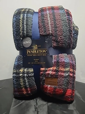 Pendleton Reversible King Sherpa Fleece / Grey Stewart Blanket Rustic - Image 1 of 4