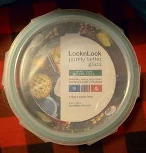 LOCKnLOCK PURELY BETTER GLASS COVERED PIE DISH 9.5" NEW - Picture 1 of 7