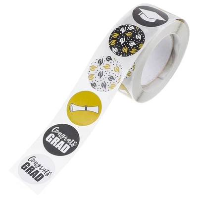  1 Rolle / 500 Stück Graduation Theme Aufkleber Runde Form Versiegelungsetikett - Bild 1 von 4