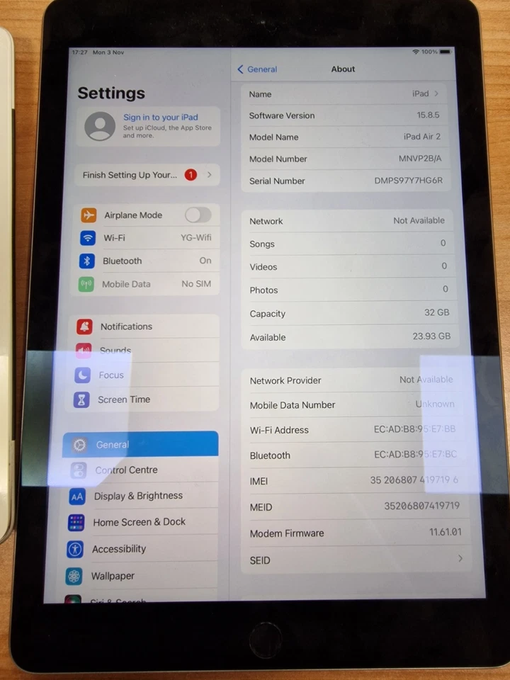 Used Apple iPAD Air Tablet Black - Image 1 of 1