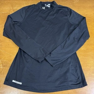 Under Armour Shirt Womens XL Black Cold Gear Fitted Mock Neck Long Sleeve - Picture 1 of 6