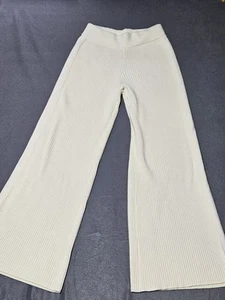Aerie Flare Pants Womens Medium Cream Extra Extra Stretch Ribbed Y2K - Picture 1 of 9