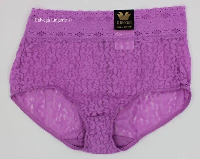 NWT Wacoal 870405 "Halo Lace" Full Brief Stretch Lace Panty, Pink Lilac (572) - Image 1 of 4