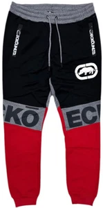Ecko Unltd Men's Sweatpants Colorblock Puff Print Fleece Jogger in Red/Black - Picture 1 of 4