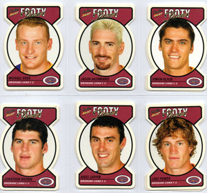 2005 AFL SELECT TRADITION CARDS - FOOTY FACES DIE CUT - 10 CARD SET (BRISBANE)