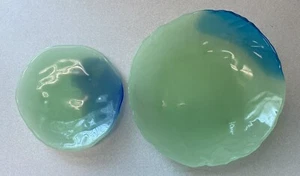 Embossed-Pattern - Bread/Salad/Dinner Jade Plate Dish Set of 2. - Picture 1 of 10