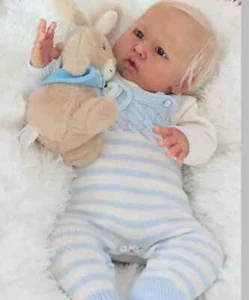 24in Weighted Reborn Baby Doll Blue Sparrow Boy Girl Finished Hand-Rooted Hair - Picture 1 of 5