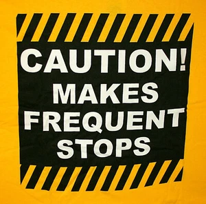 Video Game Parody Caution Makes Frequent Stops T-Shirt New Sz Med Yellow - Picture 1 of 2