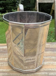 Antike reine Münze Silber Henkel Becher Palmer & Bachelders graviert 1848 4,85 oz  - Bild 1 von 13