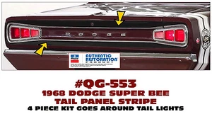 QG-553 1968 DODGE CORONET SUPER BEE - TAIL PANEL STRIPE - MATT BLACK - Bild 1 von 1