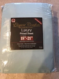 QUEEN FITTED SHEETS ONLY-ELEGANT COMFORT EXTRA DEEP POCKET 18" MICROFIBER AQUA - Picture 1 of 3