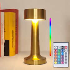 Retro Cordless Touch Desk Light USB Rechargeable Table LED Lamp RGB Night Light
