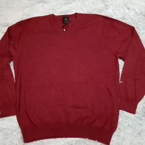 F/X Fusion Sweater Mens L Red Cashmere Blend Preppy Comfort Soft Casual - Picture 1 of 10