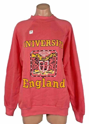 VINTAGE Tultex PUFFY PAINT coral University London England NWT USA Sweatshirt L - Image 1 of 4