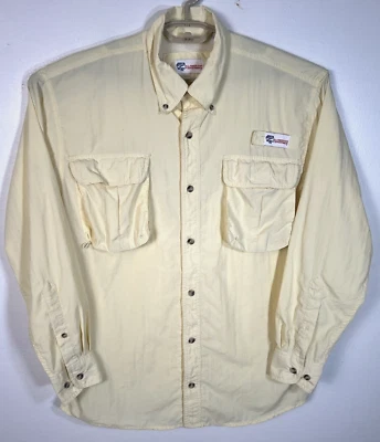 Camisa de pesca All American Fisherman talla mediana amarilla de nailon manga larga Foto 1 de 4