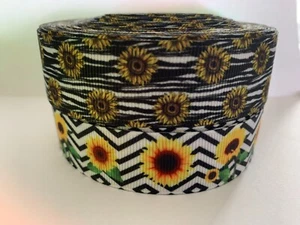 Grosgrain Sunflower Ribbon 1" 25MM **DIFFERENT STYLES** - Picture 1 of 3