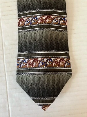 Corbata para hombre Oscar de La Renta corbata seda satinado gris tostado rayas geométrica 57" Foto 1 de 4