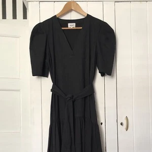 SEED Heritage Size 10 Black Tiered Dress Tie Waist Short Sleeve Cotton Knit EC - Picture 1 of 6