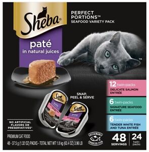 Sheba Perfect Portions Seafood Pate Wet Cat Food (24 twin packs) (48 servings)