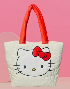 Sanrio Hello Kitty Quilted Tote Bag Large Lightweight Down Filled Shoulder Bag - Picture 1 of 16