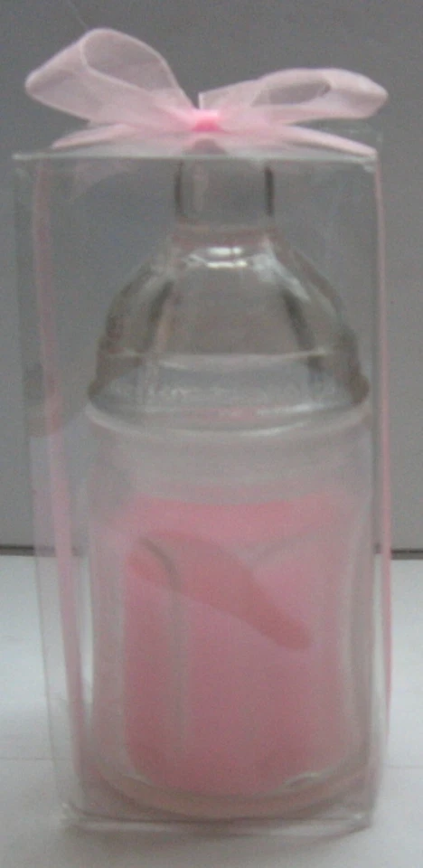 Biberón de Vidrio Rosa Vela Lunaura Ducha Regalo Favor Mesa Decoración Nuevo  Foto 1 de 4
