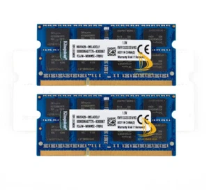 Kingston 2x 8GB DDR3 1333mhz 2RX8 PC3-10600S 204pin SODIMM Laptop Memory RAM - Picture 1 of 8